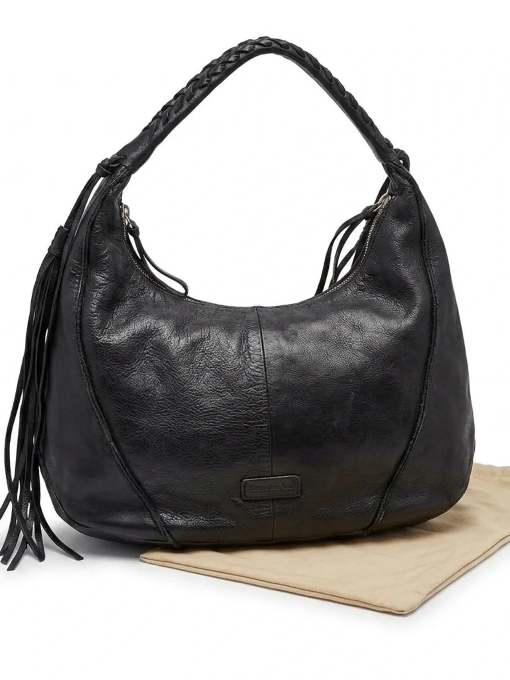 Christopher Kon Black Leather Hobo Purse Bag - EUC